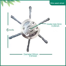 6in Steel Wire Grass Trimmer Head Replacement, Trimmer Blade for Cordless String Trimmer, Weed Eater, Metal Weed Eater Blade
