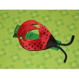 Hand-made NEW "RED LADYBUG" Ribbon Sculpture Boutique Girls Ribbon Hairbow Alligator Clip