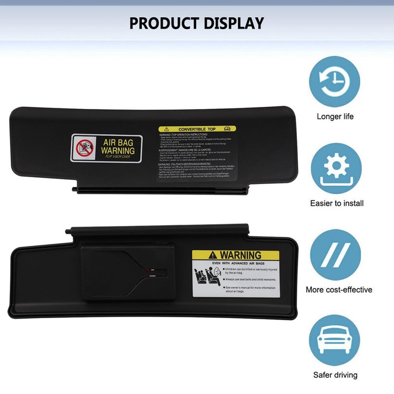 ECCPP Left Driver Side Sun Visor Assembly without Sunroof Black