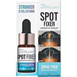 KISS Colors & Care Spot Fixer Growth Serum, Biotin & Caffeine-Infused Hair Treatment for Thinning Hair, Strengthens & Thickens, Nourishes Follicles, Fast-Absorbing, 12mL (0.4 fl. oz.)