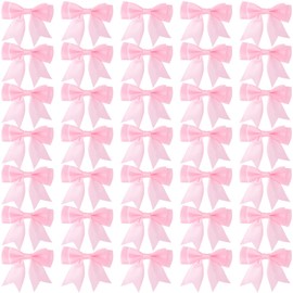 Mxxipp 35pcs Mini Ribbon Bows, Pink Double Layered Satin Ribbon Bow, Cute Soft Bowknot Sewing Accessories for Flowers Bakery Wrapping Christmas Wedding Birthday Party Decoration- 2.76×2.36in/7×6cm