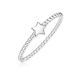 Glanzstücke München Women's Ring Star Sterling Silver – Motif Ring Friendship Ring Simple, Silver, No Gemstone
