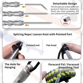 Nagoyuki Paracord Knotting Tools, Lacing Needles, Paracord Tools, DIY Weaving, Lacing, Sewing Needles and Smoothing Tool, Durable, Easy to Use, Silver