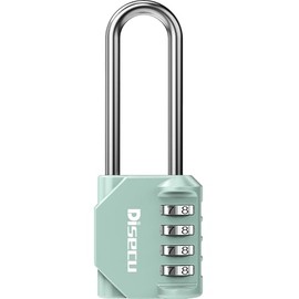 1 Pack disecu 2.6 Inch Long Shackle Combination Lock, 4 Digit Outdoor Waterproof Padlock for School Locker, Gym Locker, Storage Unit, Gate, Fence, Toolbox (Turquoise)