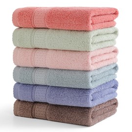 QAJ 6 Pack Hand Towel Set, 16 by 28 inches, 100% Cotton Ultra Soft and Highly Absorbent, Quick Drying, for Hotels, Spa, Bathroom