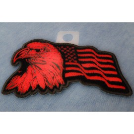 Ivamis Eagle US Flag Facing Left Patriotic Iron on Patch In Red - 4x2.5 inch - P4286