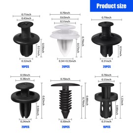 Sodcay 100 PCS Car Bumper Retainer Clips, 6.3mm 8mm 9mm 10mm Nylon Fasteners Rivet, Screws Replacement Kit with Remover Tool, Car Universal Snap Clips (Black & White)