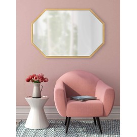Kate and Laurel Laverty Glam Oblong Octagon Framed Mirror, 24 x 36, Gold, Contemporary Geometric Wall Decor