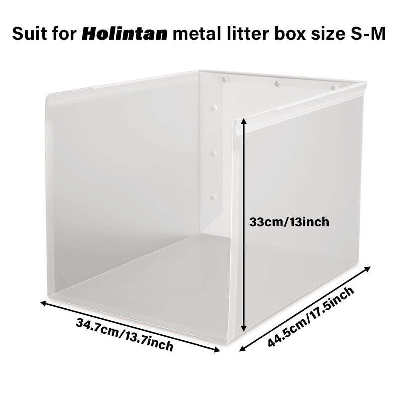 Holintan Litter Box Shield,17.5"x13.7"x13"H Large Litter Box Splash Guard Without