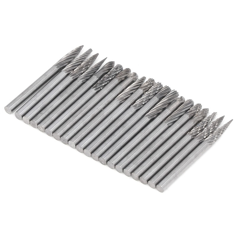 20Pcs Tungsten Carbide Burr Set Cutter Bit Cone End Mill