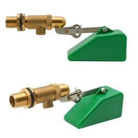 1/2 Inch Brass Float Valve with Plastic Float, Water Float Valve with Adjustable Arm Automatic Fill Float Ball Valve for Water Tank Fountains Livestock Waterer，Pack of 2