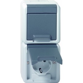 GIRA 078030 Doppel-SCHUKO senkrecht WG Aufputz Grau