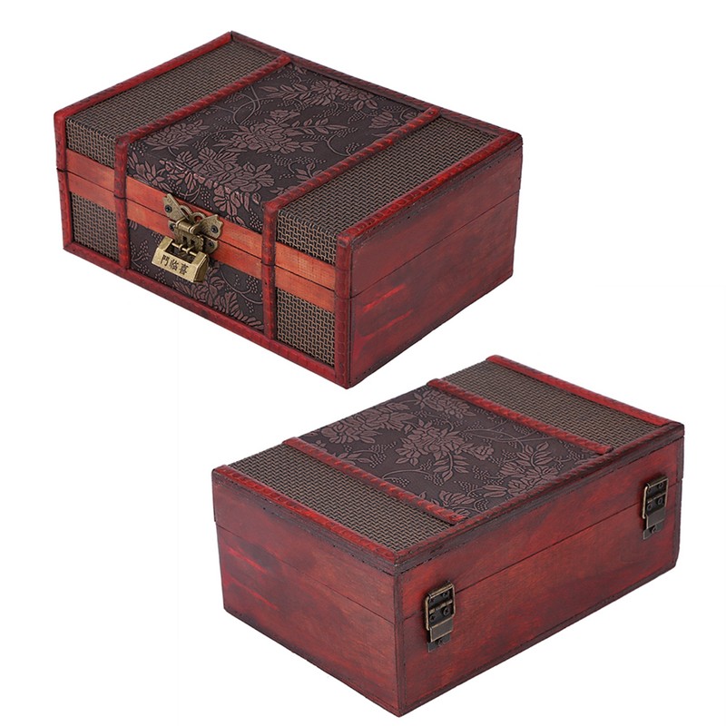Classical Wooden Jewelry Storage Box Chest Case Holder Organizer with
