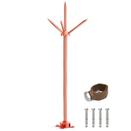 Lightning Rod,Copper Lightning Rod with Connection Clamp UL Listed Three-Pole Spike Brass Detachable Lightning Protection Equipment for House Roof Bungalow Tin House Farm (1.7FT, Lightning Rod)