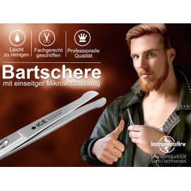 Bartschere Nasenhaar Schere mit Mikroverzahnung 10,5 cm mit abgerundeten Enden