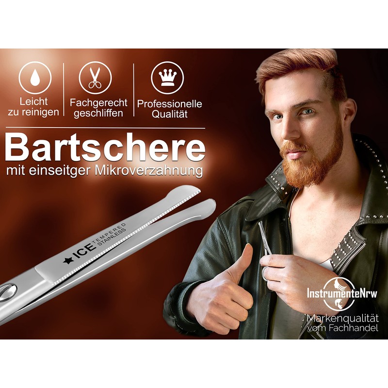 Bartschere Nasenhaar Schere mit Mikroverzahnung 10,5 cm mit abgerundeten Enden