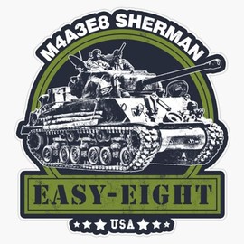 M4A3E8 Sherman USA WW2 Tank Window Bumper Sticker Decal 5"