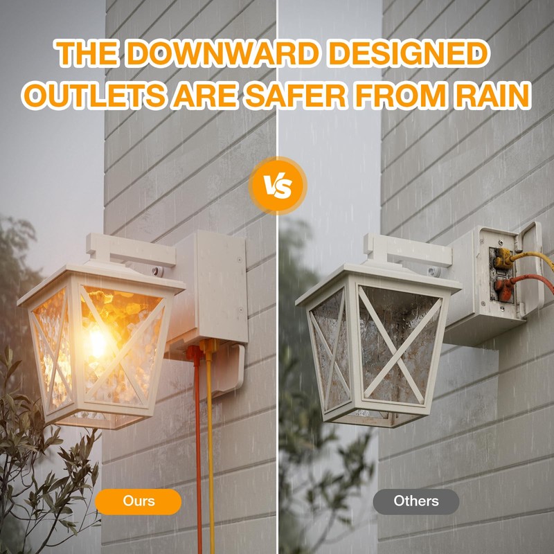 Ehaho Porch Lights with Outlet, Dusk to Dawn Outdoor Light