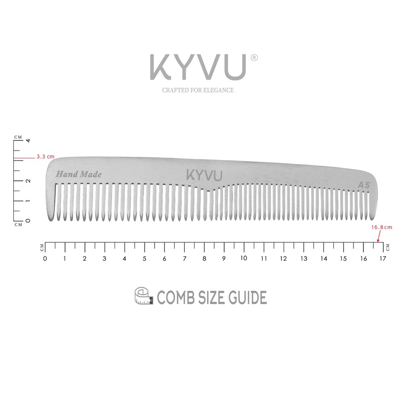 KYVU A5 Handmade 16.8 cm Dual-Tooth Aluminium Comb