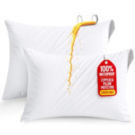 Set of 2 Pillow Protectors with Zipper Toddler Size, Bed Bug and Dust Mite Proof Pillow Covers, Ultra Soft Pillow Encasements, Moisture Wicking and Waterproof Pillow Cases by Utopia Bedding (White)