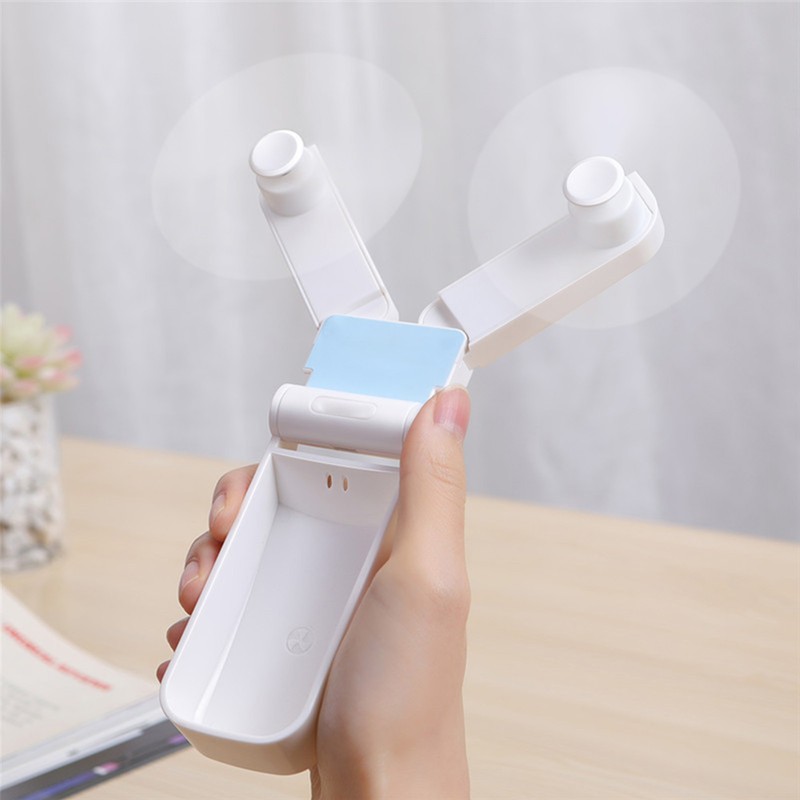 Folding Electric Fan Double Headed Portable Handheld Mini USB Fan