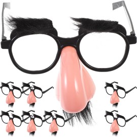 VILLCASE 8pcs Black Mustache Glasses Party Glasses with Mustache Props Plastic Costumes Elder Big Nose
