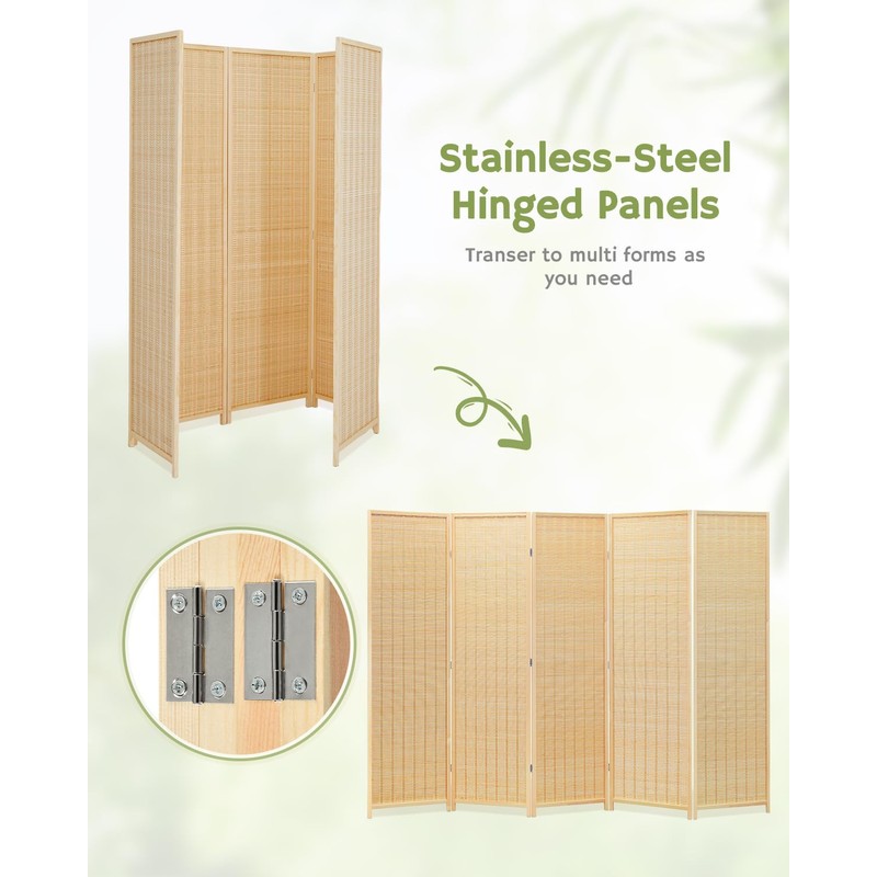 JOSTYLE Room Divider Folding Privacy Screen, 5 Panel Room Dividers