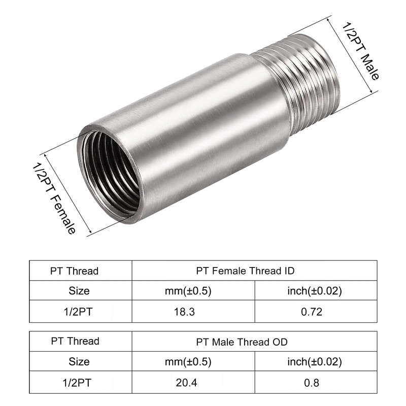 uxcell Shower Head Extension Arm Stainless Steel 1/2PT Male to