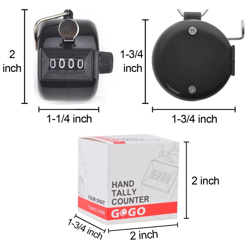GOGO ABS Handheld Tally Counter 4 Digit Display Clicker for