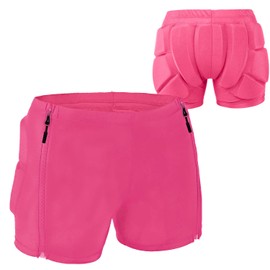 Kids Zip-on Zip-Off Padded Shorts for Snowboard Ski Figure Skating Cycling, Children Youth Adults 3D HIPS Pants Proteciton for Tailbone and Butt Pink