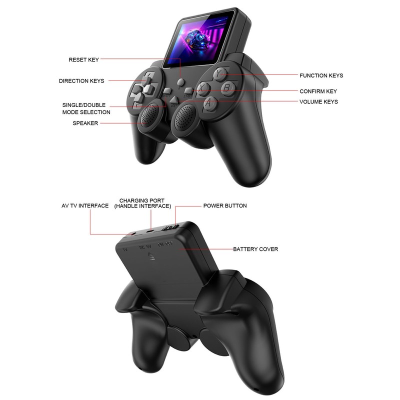 Handheld Gamepad Game Console, 3" Screen Retro Console with AV