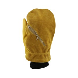 West Chester Pre-Lined Chopper Leather Mitten with Zipper Pocket, Cowhide Leather, Winter Gloves, Thinsulate Lining, Brown, Large, (97861/L)