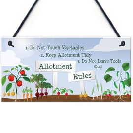 RED OCEAN Allotment Rules Sign Garden Summerhouse Shed Sign Mum Nan Dad Grandad Gift Plaque