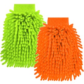 Pack of 2 Wash Mitts Car Soft Car Wash Mitt Extremely Absorbent Car Wash Mitt Microfibre Glove Durable Car Wash Mitt on Both Sides Car Wash Mitt for Car Cleaning