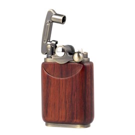 Rosewood Wooden Case Antique Type Soft Flame Rocker Arm Petrol Kerosene Lighter