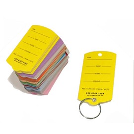 Key Tags - Biodegradable Cardboard Vehicle Key Tags (200) with Metal Rings - Red