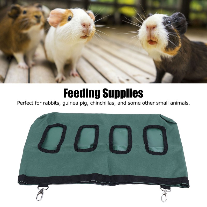 Rabbit Feeder Bag Hanging Feeding Tote with 4 Holes for