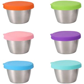 LIFKOME 6pcs Salad Dressing Container Small Condiment Cup with Lid Reusable Sauce Dipping Cup for To Go Lunch Boxes Picnic Camping Travel
