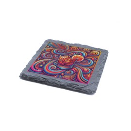 Psychedelic Cocktail Slate Coaster – Vibrant Swirl Design (slco-ds24-psychrg)