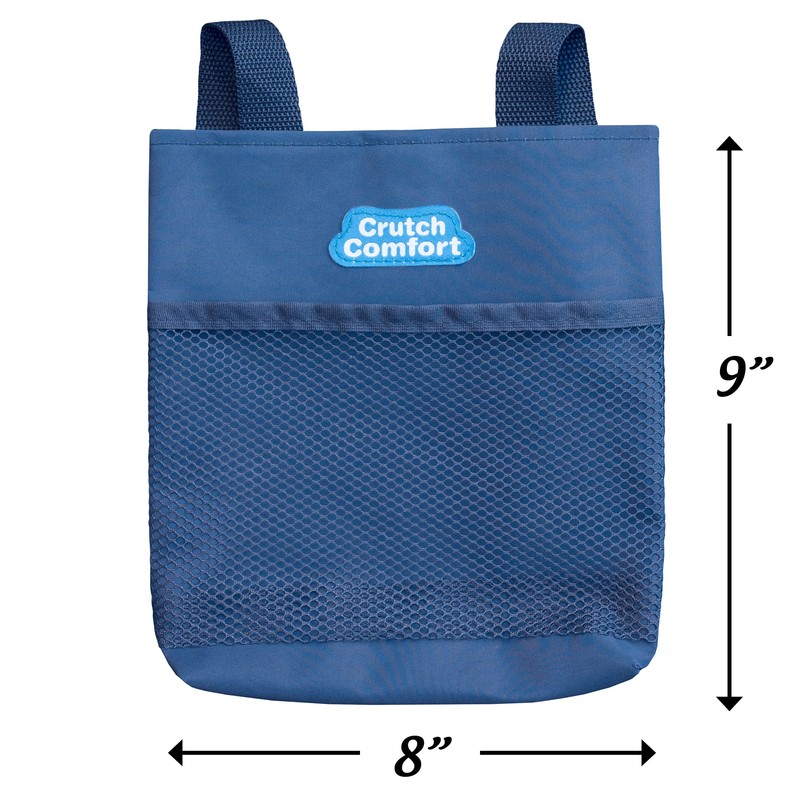 Large Universal 2-Pocket 8"x9" Crutch Bag/Tote/Pouch (Dark Blue)