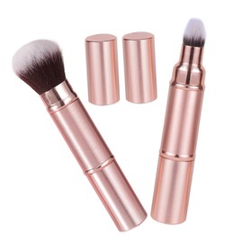 Baluue 2pcs Retractable Makeup Brush with Cover Portable Dual-ended Face Brush for Foundation Blush and Powder Travel-friendly Cosmetic Tool