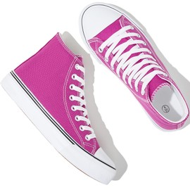 yageyan Womens High Top Canvas Sneakers Lace up Fashion Shoes for Women Casual Classic(Dark purple09.5)