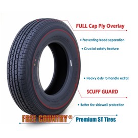 Set 2 FREE COUNTRY Trailer Tires ST175/80R13 6PR Load Range C w/Scuff Guard 91/87M