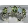 925 Sterling Silver Real Genuine Peridot and Opal Womens Eternity