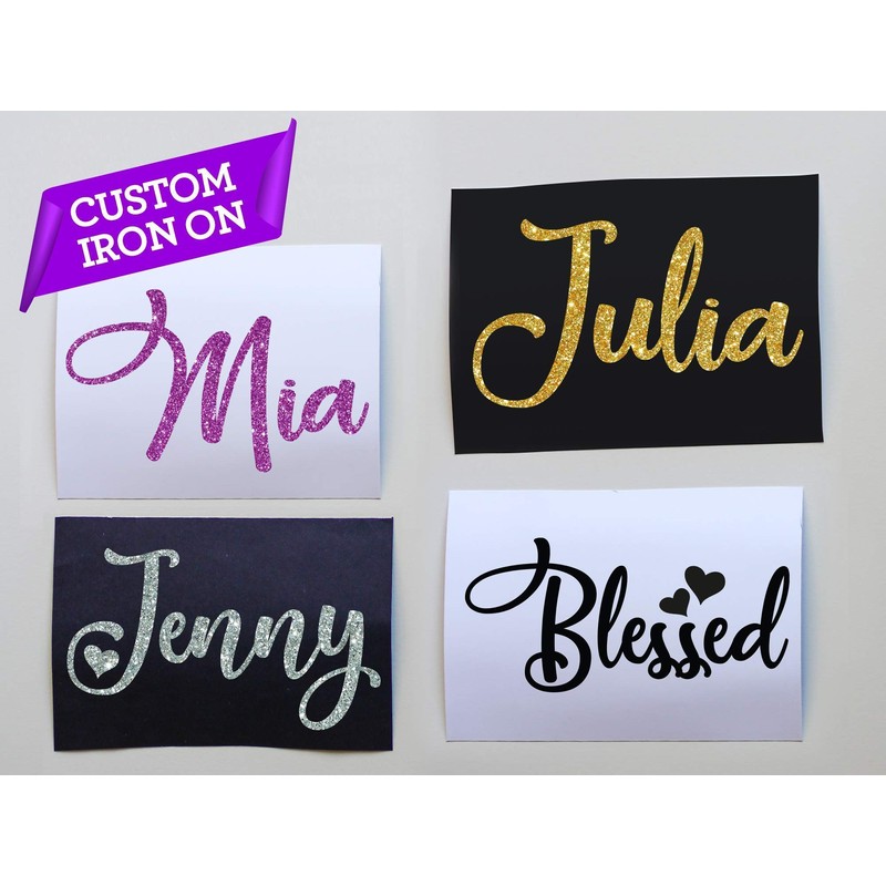 Custom name decal, Iron on name decal, Custom iron on
