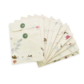 Kathmandu Valley Co. Handmade Lokta Paper Envelope with String-tie Button Closure Pocket Folder Document Sleeve, for Invitations, Mailers, 4.5 x 6.5 inches, 10 Pack. Made in Nepal. (Forest Wanderer)