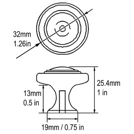 Oil Rubbed Bronze 1-1/4" (32mm) Diameter Kitchen Cabinet Hardware Ring Round Knobs 5033-32 (1 Pack)
