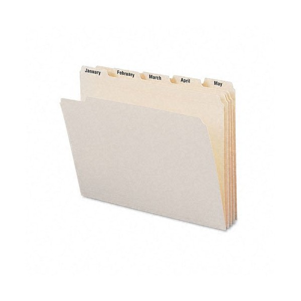 Indexed File Folders, 1/5 Cut, Indexed Jan-Dec, Top Tab, Letter,