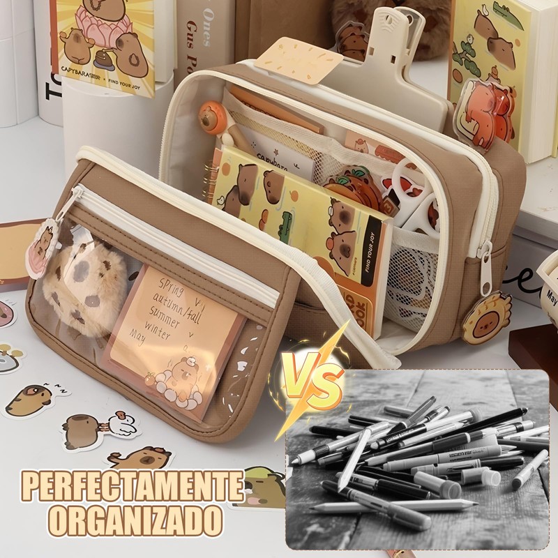 HONGHLC Estuche para Lapices Capibara Multicapa - Lapiceras Escolares de
