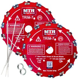 MTR Saw Chain Tooth Brush Cutter Blades Circular Blade Weed Eater Cutter Trimmer 10,000RPM Steel Grass Brush Cutter Blade Forest Trees Wood Metal Multi Use Blades & Bundle Kits (7" 2PK KIT)